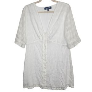 ModCloth Dress Mini Dress Button Front Dress Women 12 White Daytime Darling